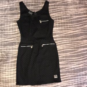 VERSACE BLACK MINI DRESS WITH SILVER ZIPPER!